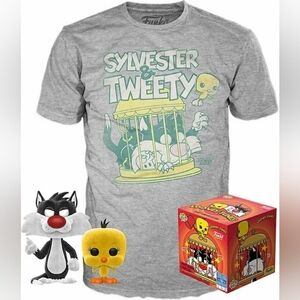 Funko Pop Limited Edition Looney Tunes Sylvester & Tweety Tee And‎ Vinyl Figures